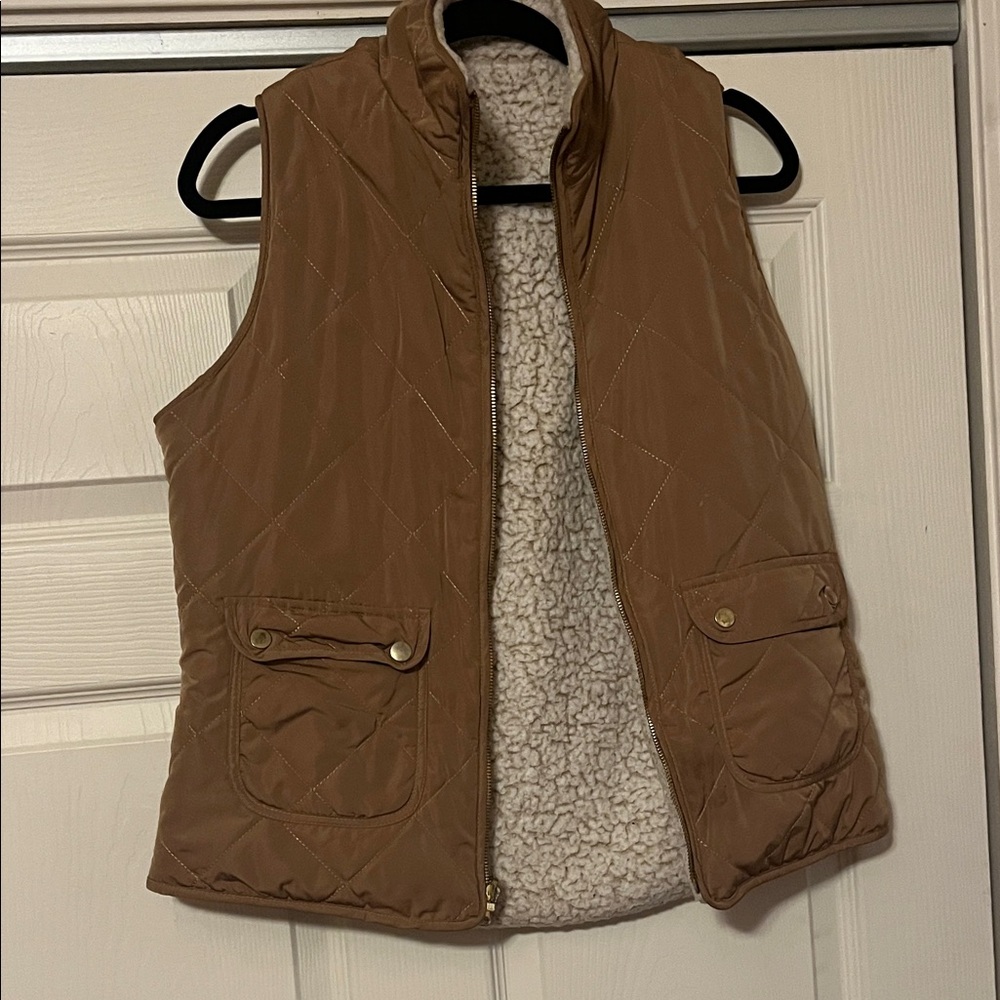 Women's Reversible Quilted Brown Vest